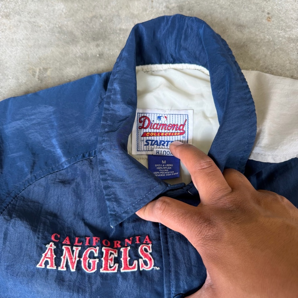 Rare Vintage 90s Starter California Angels Jacket Teens M Anaheim Made In USA - Picture 4 of 7